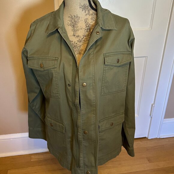 Women's Lucky Brand Fall Olive Green Utility Jacket  Zipper & Snap close size M - Picture 2 of 11